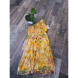 Collective concepts Yellow 1 Shoulder Floral Dress, Perf Easter Dress